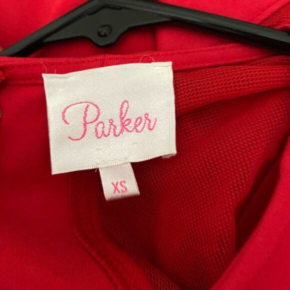 Parker sz XS Red Sheer Cutout Bodycon Sheath Mini Dress - Picture 6 of 10
